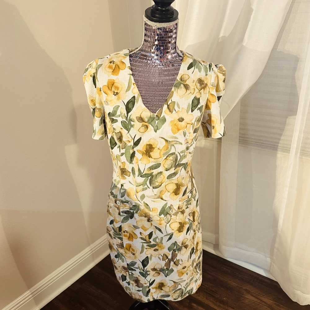 Yellow floral ENFOCUS dress SZ12
